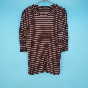 Lucky Brand Top Size XL Striped Textured 3/4 Sleeve